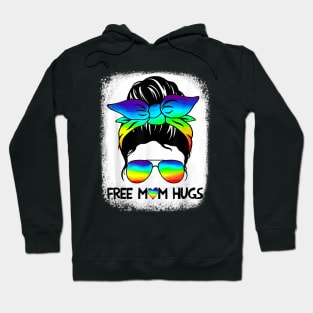 Free Mom Hugs Messy Bun Lgbt Pride Rainbow Hoodie